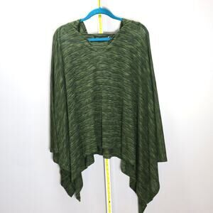 John Eshaya Green Knit Poncho Top Draped Asymmetrical One Size